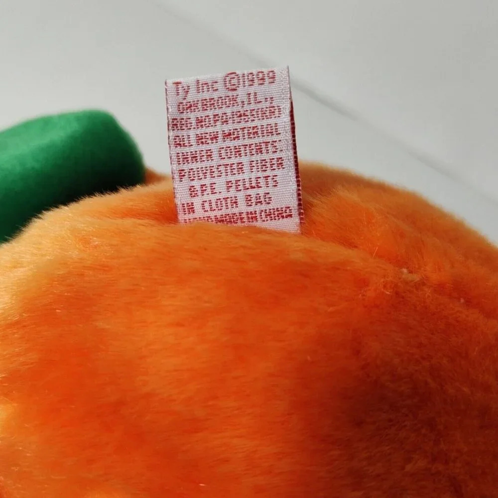 Vtg Ty Beanie Buddies Orange Green Pumkin Pumpkin Plush Stuffed 1999 Halloween - Picture 6 of 6